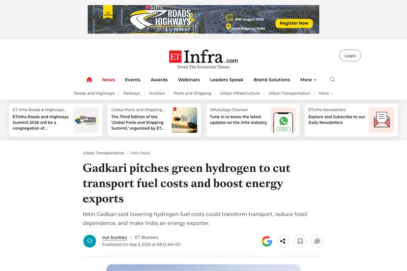 ET Infra — Gadkari pitches green hydrogen to cut transport fuel costs